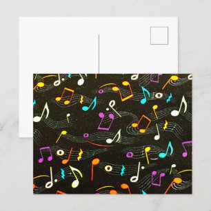 Postal Diseño de impresión de moda con temática musical