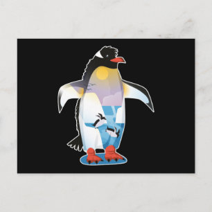 Postal Diseño de invierno de pingüinos regalo de Antártid