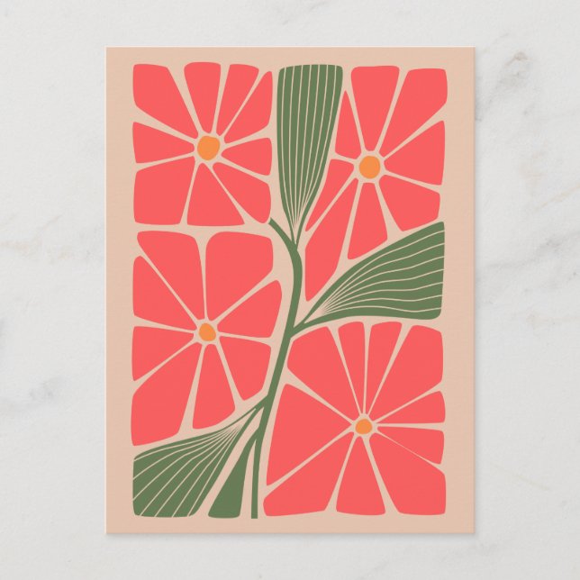 Postal Diseño de jardines de flores de época (Anverso)