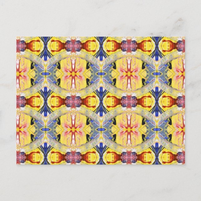 Postal Diseño de Kaleidoscopio Rojo Amarillo (Anverso)