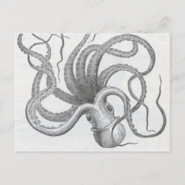 Postal Diseño de kraken vintage de pulpo de vapor