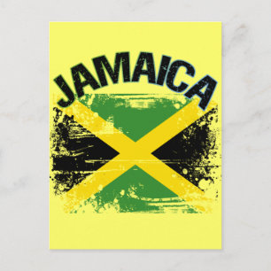 Postal Diseño de la bandera de Jamaica de estilo grunge