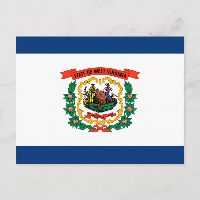 Postal Diseño de la bandera del estado de Virginia Occide (Anverso)