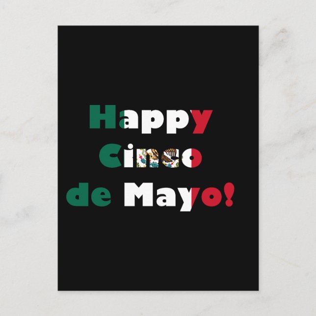 Postal Diseño de la bandera mexicana Cinco de Mayo (Anverso)