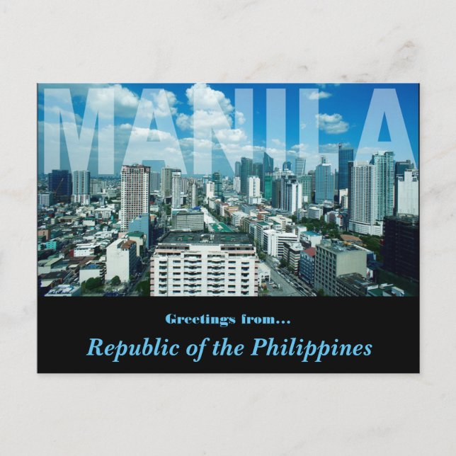 Postal Diseño De La Ciudad De Manila República De Filipin (Anverso)