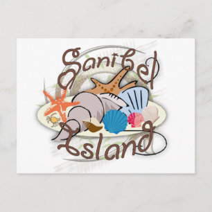 Postal Diseño de la concha marina de Sanibel Island Flori