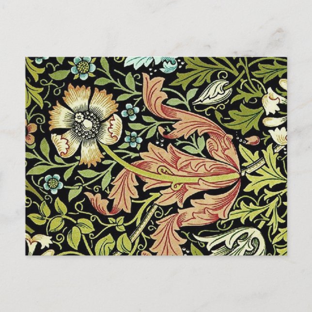Postal Diseño de la flor William Morris (Anverso)