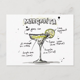 Postal Diseño de la receta de bebida de Margarita