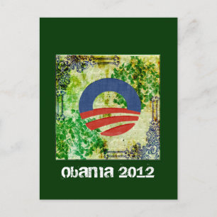 Postal Diseño de la reelección del Eco Grunge Obama 2012