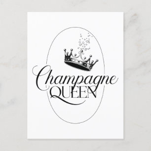 Postal Diseño de la reina de champagne con corona
