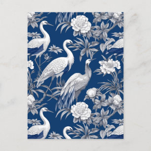 Postal Diseño de la serie Chinoserie azul y blanco 7