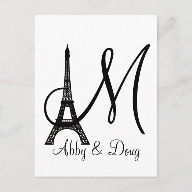 Postal Diseño de la torre DIY Monogram Eiffel (Anverso)