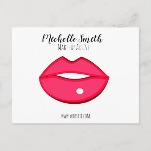 Postal Diseño de labios rosados calientes Artista de maqu