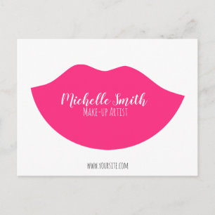Postal Diseño de labios rosados calientes Artista de maqu