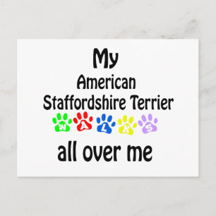 Postal Diseño de las Caminatas Terrier de Staffordshire
