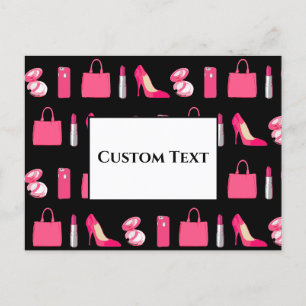 Postal Diseño de las cosas rosadas y negras