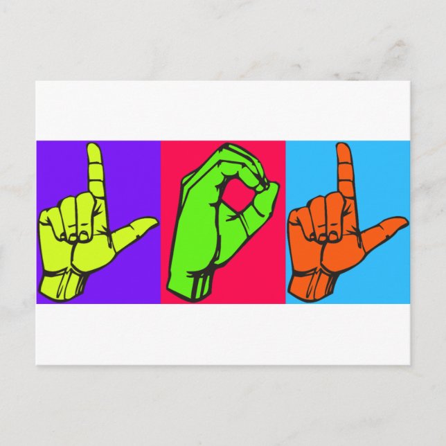 Postal Diseño de lenguaje de Rótulo de ASL LOL #2 (Anverso)