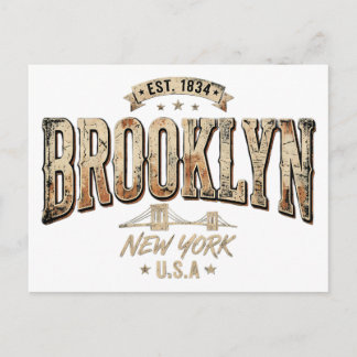 Postal Diseño de Letra Dorada Ornamentada de Brooklyn Nue