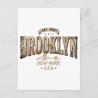 Postal Diseño de Letra Dorada Ornamentada de Brooklyn Nue