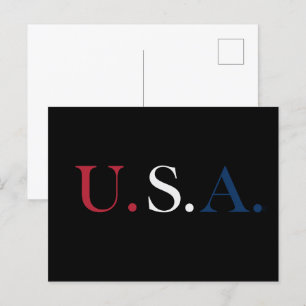 Postal Diseño de letras Rojo Blanco y Azul de EE. UU.