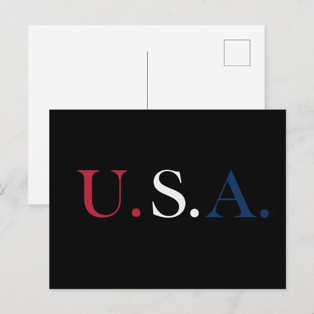 Postal Diseño de letras Rojo Blanco y Azul de EE. UU. (Anverso / Reverso)