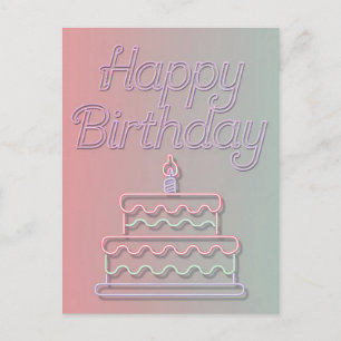 Postal Diseño de letrero de neón Feliz Cumpleaños