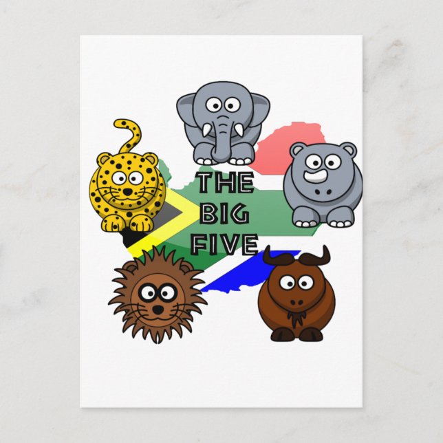 Postal Diseño de los cinco grandes Personalizados de anim (Anverso)