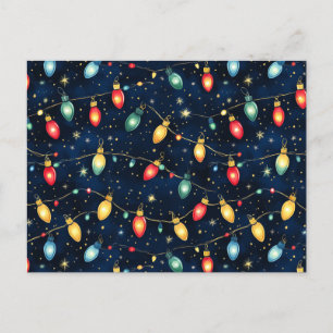Postal Diseño de luces navidades con brillo de guiño