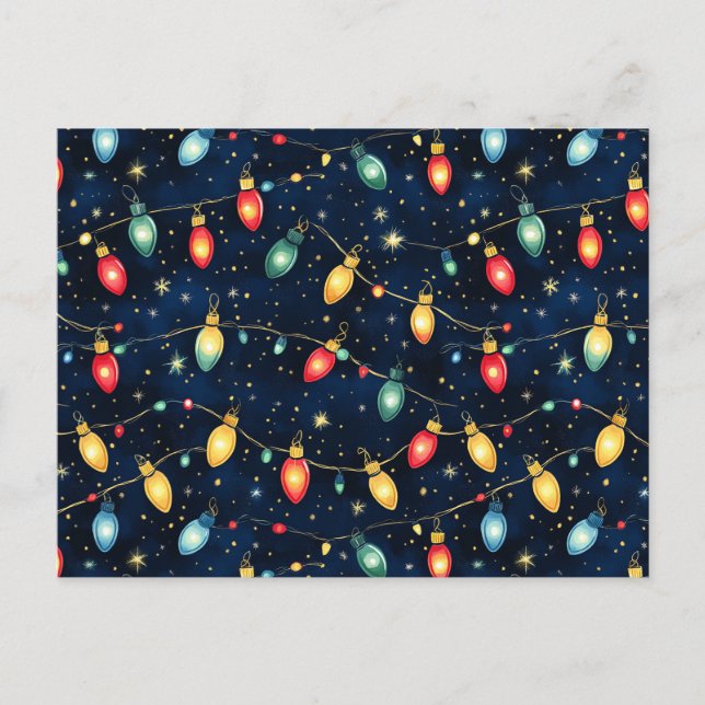 Postal Diseño de luces navidades con brillo de guiño (Anverso)