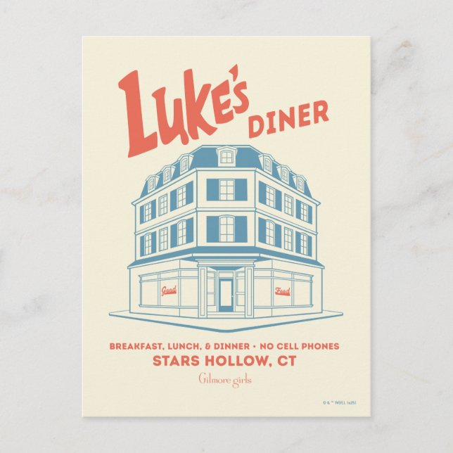 Postal Diseño de Luke's Diner Stars Hollow (Anverso)
