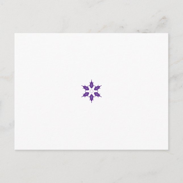 Postal Diseño de mandala floral púrpura y estilizada en u (Anverso)