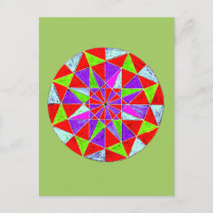 Postal Diseño de Mandala Geométrico Colorido