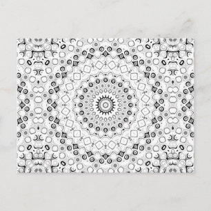 Postal Diseño de mandala monocromo gris blanco negro