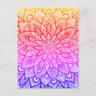 Postal Diseño de Mandala Multicolor Arte Original