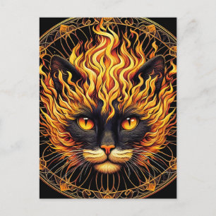 Postal Diseño de Mandala para gatos de incendio místico