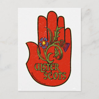Postal Diseño de mano roja ulster-escoceses.