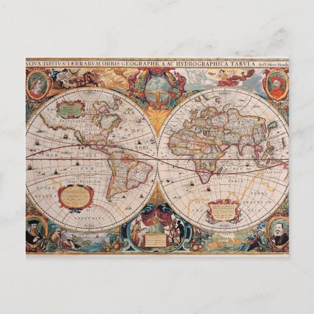 Postal Diseño de mapas de antiguos viejos tiempos de époc (Anverso)