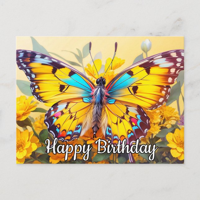 Postal Diseño de mariposa hermosa y colorida (Anverso)
