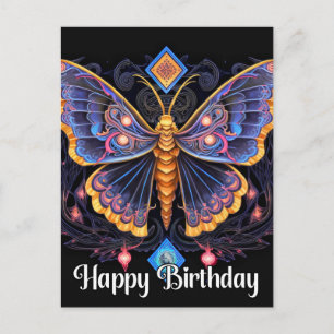 Postal Diseño de mariposa imaginativa de feliz cumpleaños