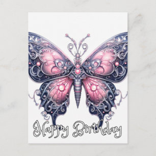 Postal Diseño de mariposa imaginativa de feliz cumpleaños