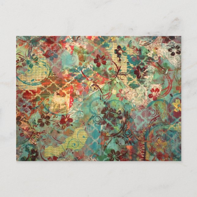 Postal Diseño de medios mixtos pintado a mano (Anverso)