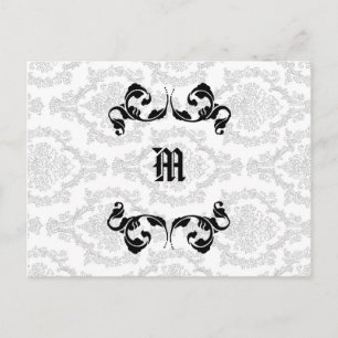 Postal Diseño de monograma Damask