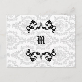 Postal Diseño de monograma Damask
