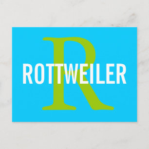 Postal Diseño de monograma de raza Rottweiler