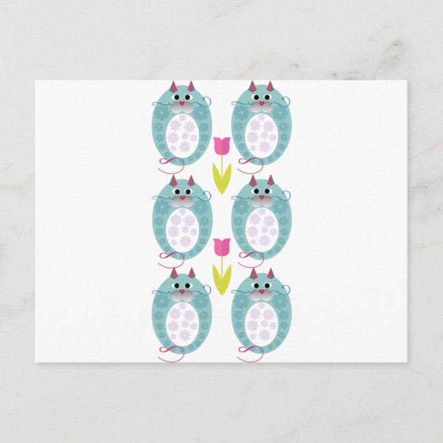 Postal Diseño de muñecas de gato lindo llamado Babushkat (Anverso)