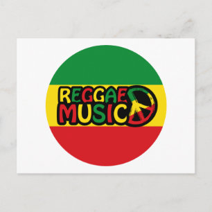Postal Diseño de música reggae con estilo rastafari y col