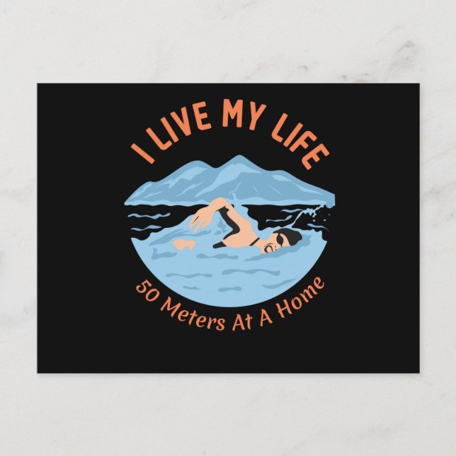 Postal Diseño de nadadores geniales - Vivo mi vida (Anverso)