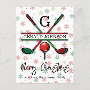 Postal Diseño de Navidad de Monograma de Golf