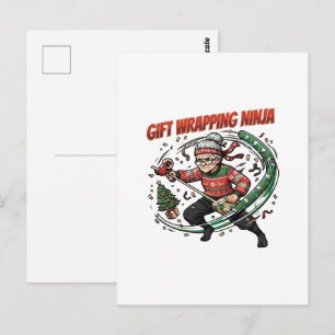Postal Diseño de Navidad de Ninja de Envoltura de Regalos