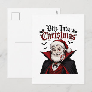 Postal Diseño de Navidad de Santa vampiro gótico